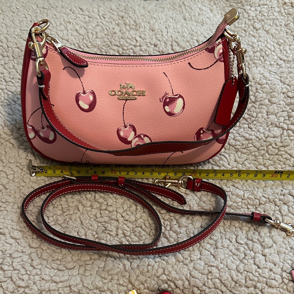 Coach Pink and Red Shoulder Bag with Gold Hardware